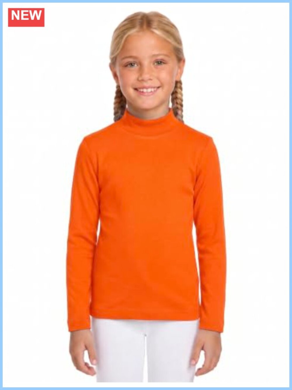 Girls Cotton Mock Turtleneck Long Sleeve T-Shirt Warm Base Layer Top
